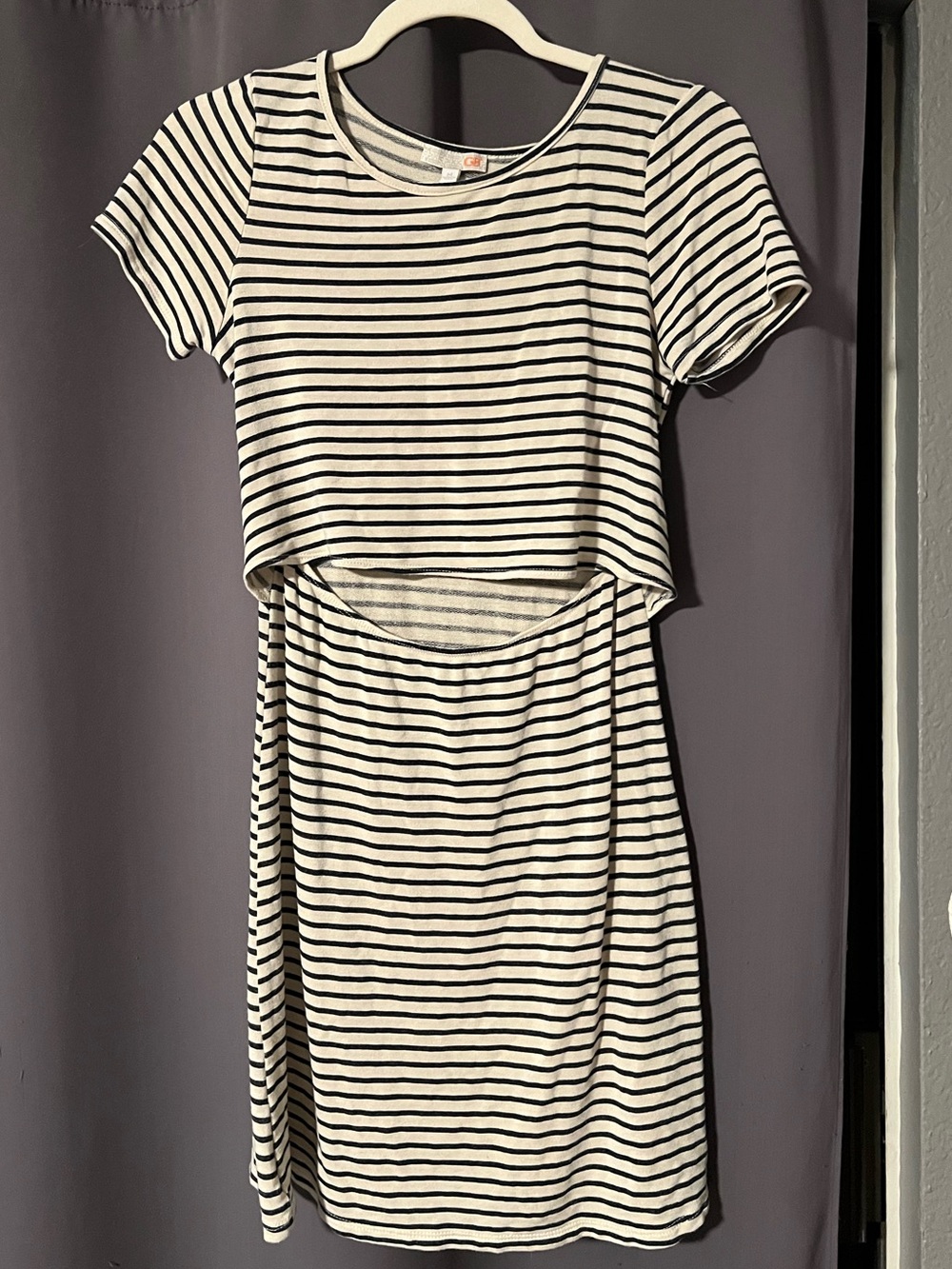 Gianni Bini Black & White Striped Midi Nursing Dress